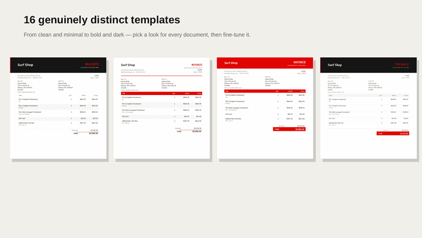 16 distinct templates