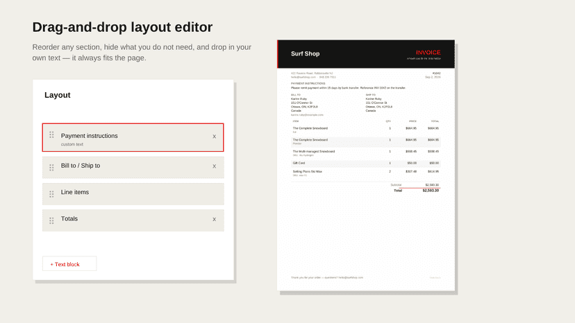 Drag & drop layout editor