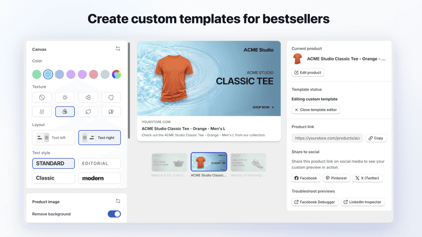 Create custom templates for bestsellers