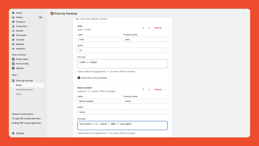 Backend Price for Formula