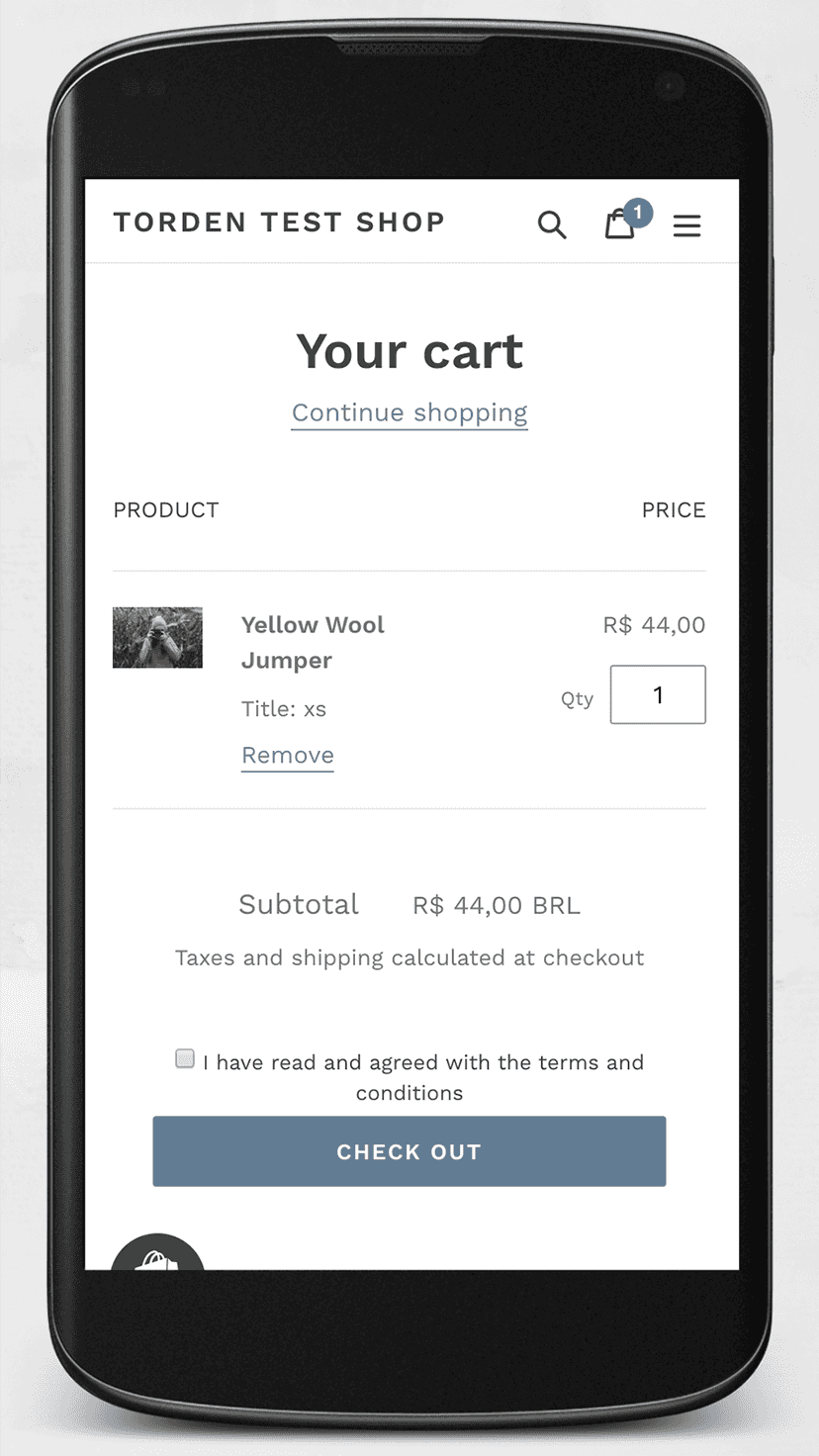cart page mobile