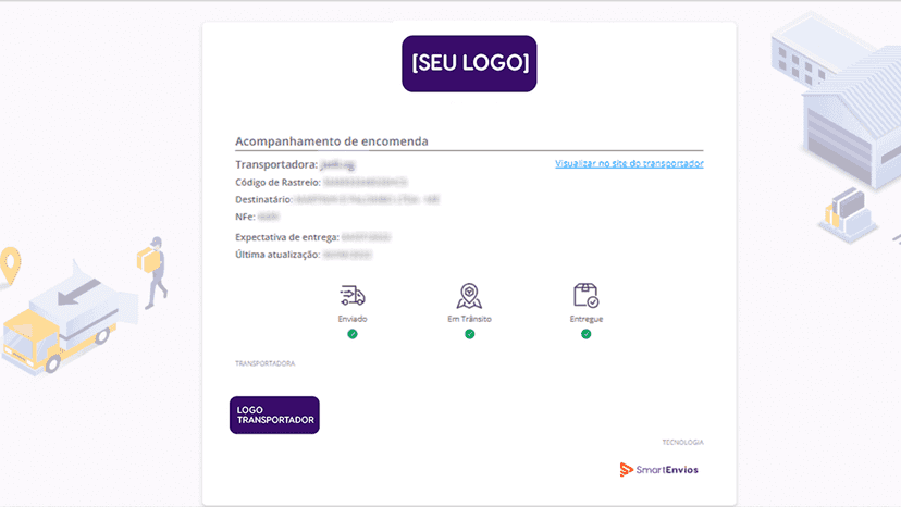 Página de rastreio personalizada