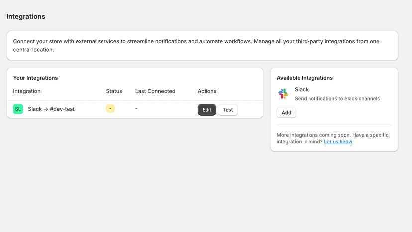integrations page