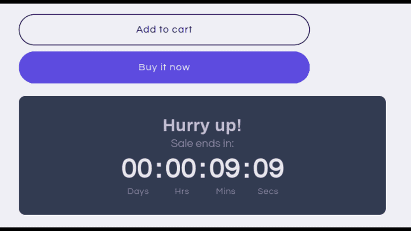 Product page timer