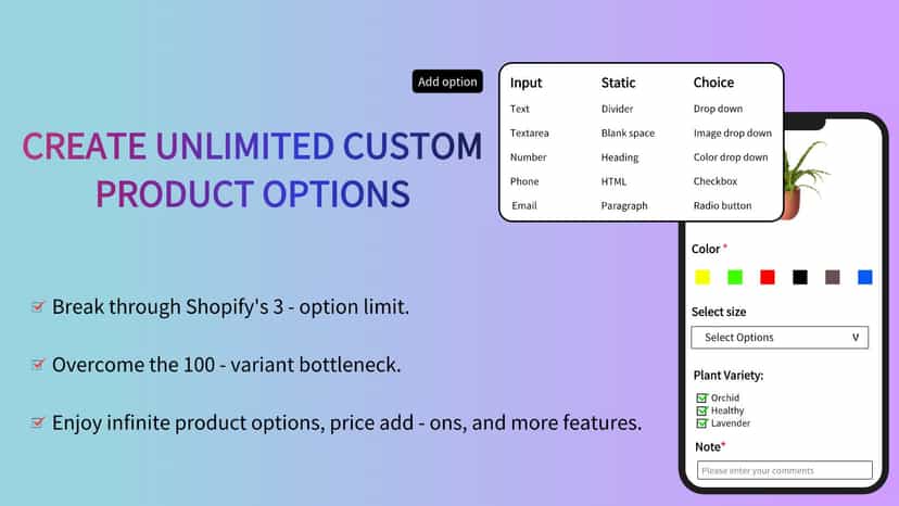 Break limits, customize options
