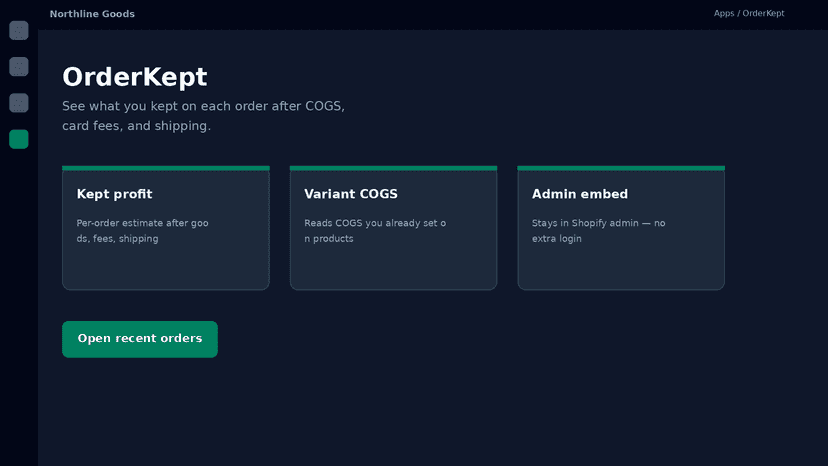OrderKept home with kept profit overview