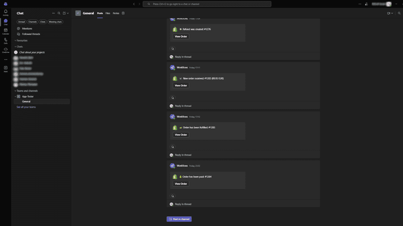 Resulting notifications in Teams