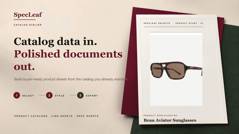 SpecLeaf turns catalog products into branded product documents.