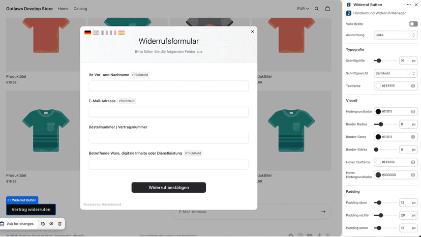 Widerrufsbutton