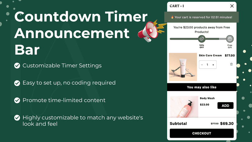 Cart drawer with countdown timer