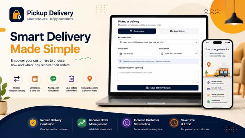 Delivery scheduling interface with pickup and delivery options
