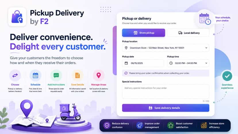 Pickup and delivery settings with dates and time slots