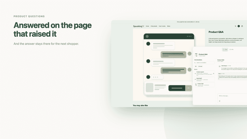Product page with the chat open on a customer question