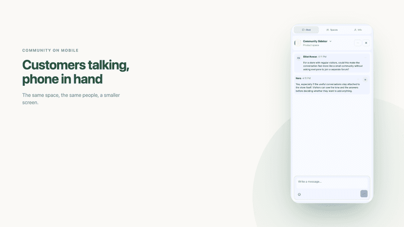 Community conversation on a mobile storefront