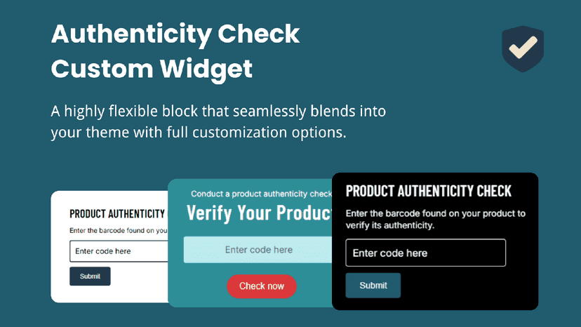 Custom widget for product authenticity check