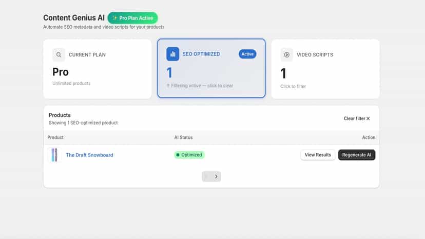 Smart product filtering by SEO and video scripts