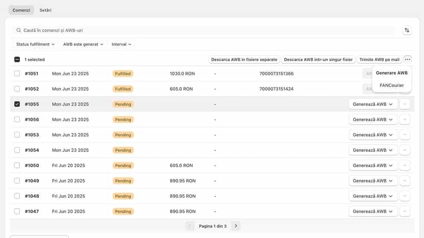 CurieRO Shopify, FAN Courier, Cargus, Sameday, GLS, DPD, curieri