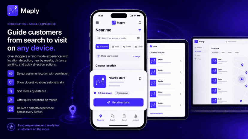 Maply mobile store locator with nearby results