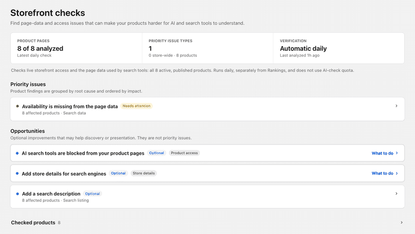 Prioritize product-page issues in Storefront checks