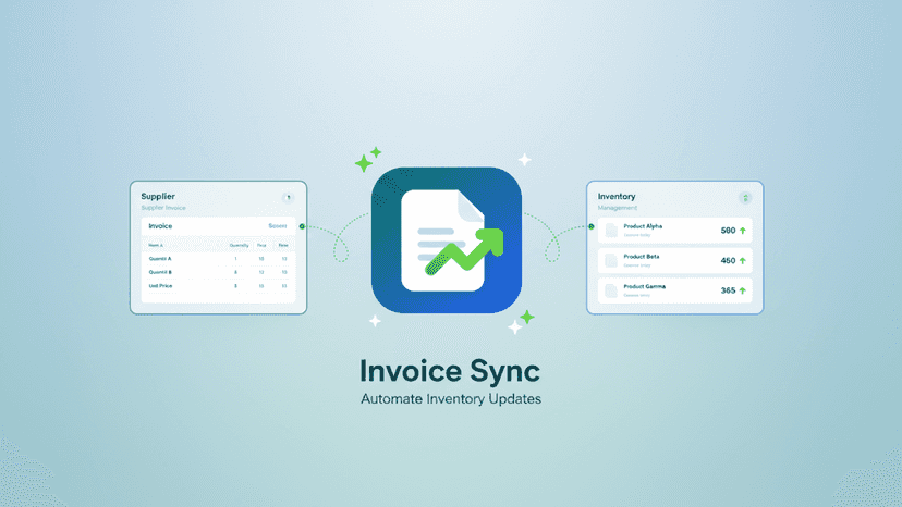 Invoice Sync feature image showing invoice to inventory workflow
