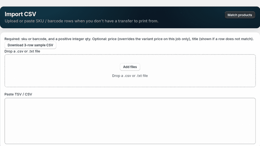 Import CSV instructions