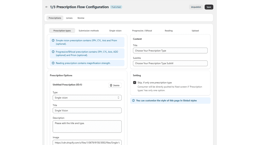 Customize the prescription process