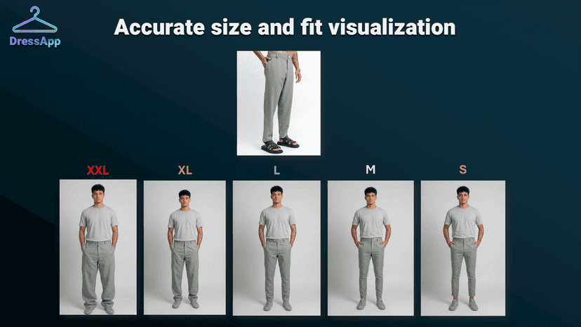 Enter a product page, select a size and color to try on and gene