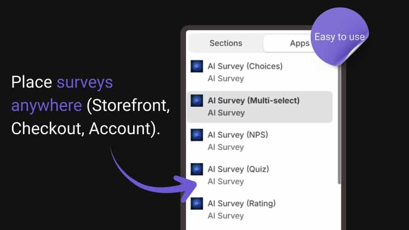 Shopify AI Survey AI App Sections