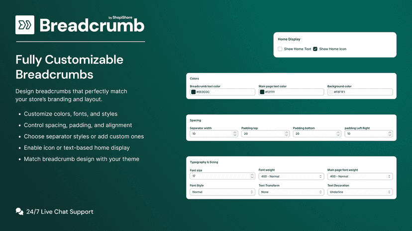 Breadcrumbs Admin Customisable setting