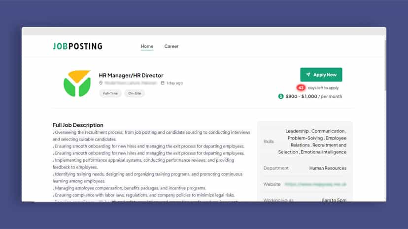 Single Job Posting