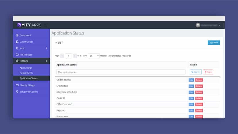 Application Statuses