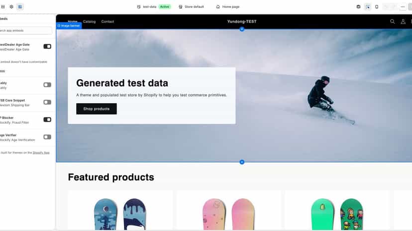 Theme editor with BestDealer Age Gate app embed enabled