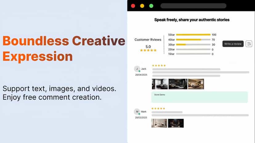 Minimalist web design showcasing product review features