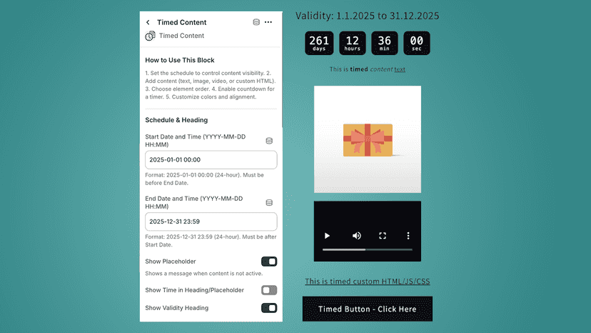 Timed Content UI and block