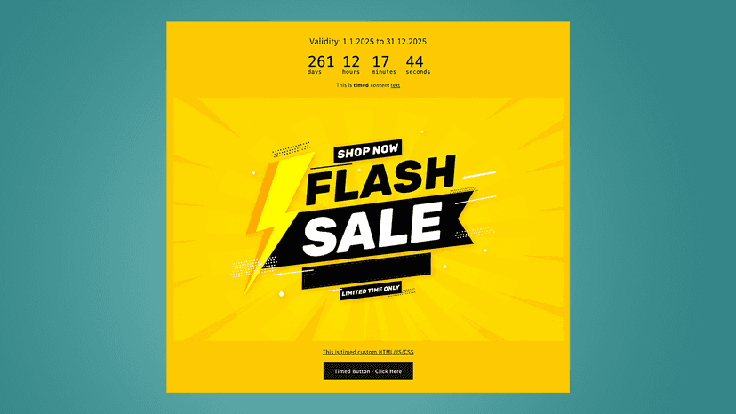 Timed Content block with flash-sale banner