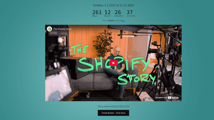 Timed Content block with fullwidth YouTube-Video