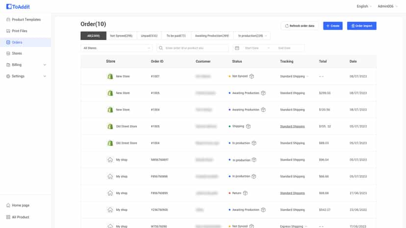 order list