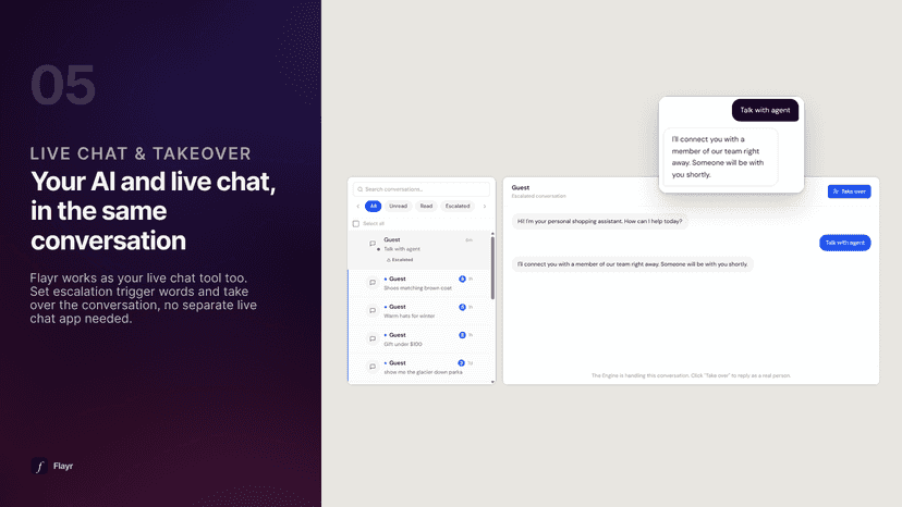 Your AI and live chat, in the same conversation