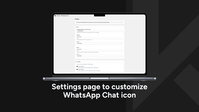 Configuration panel for WhatsApp chat bubble appearance