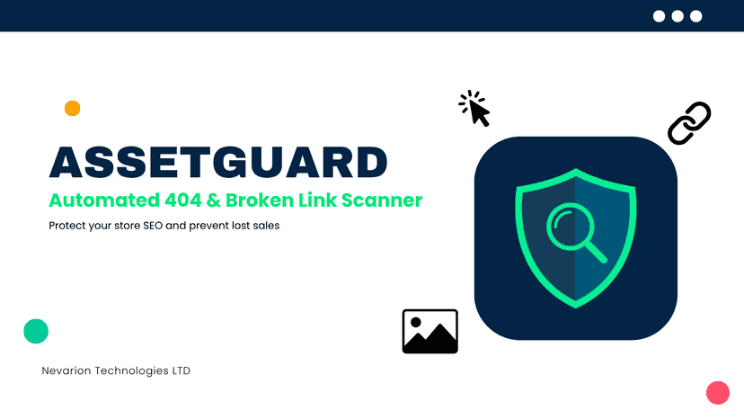 AssetGuard feature banner highlighting automated 404 broken link