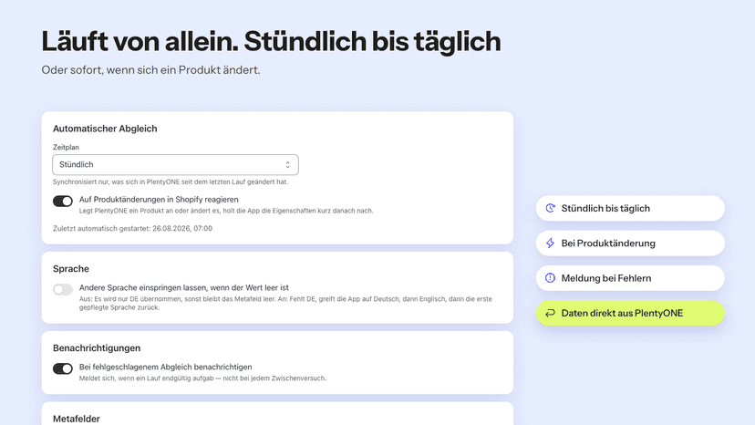 Darstellung der Abgleiche