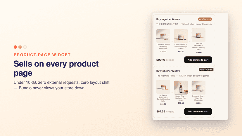 Bundlo bundle widget shown on a store's product page