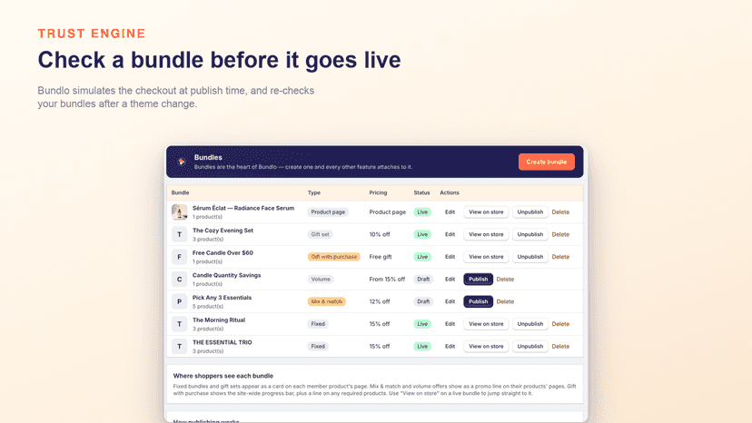 Trust Engine checks a bundle before it goes live in store
