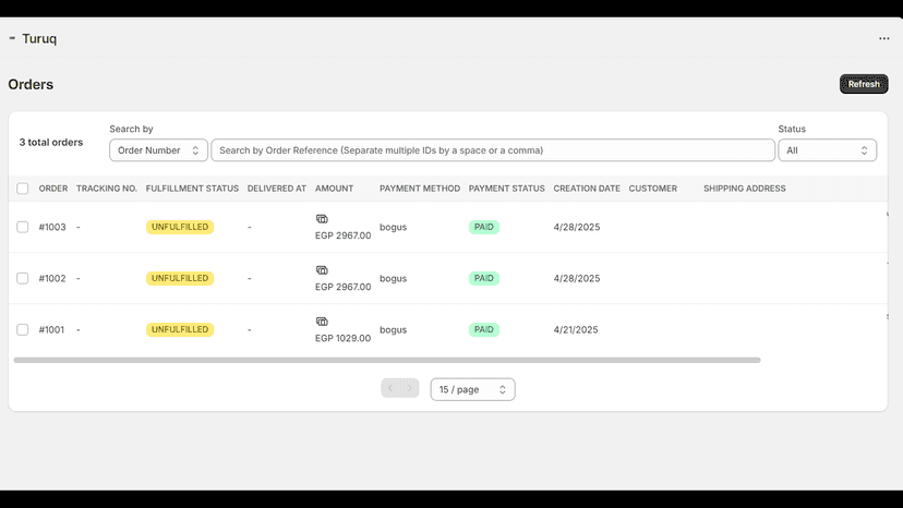 Orders Tab