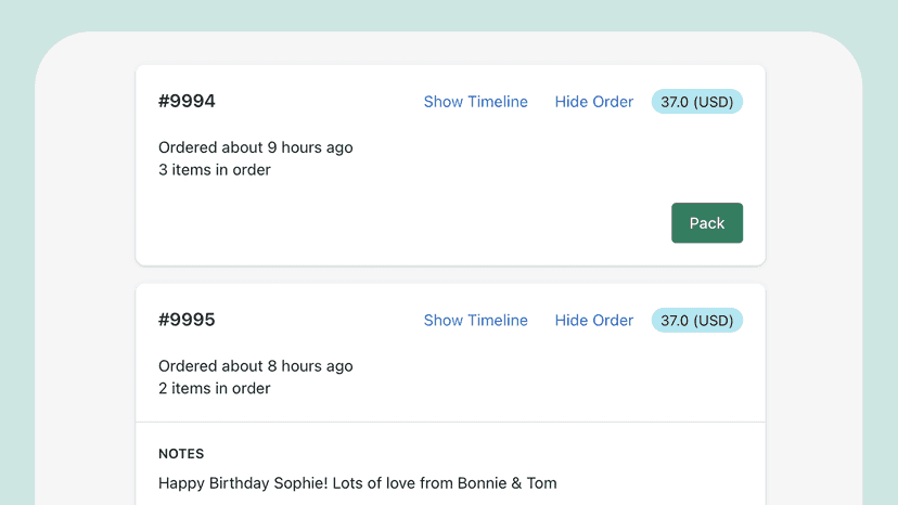 Bodeagcat Order Packing Page