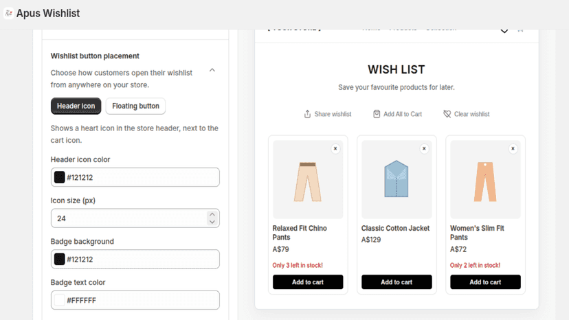 Product page button
