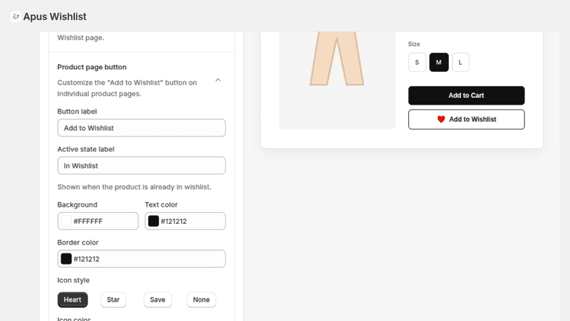 Wishlist page