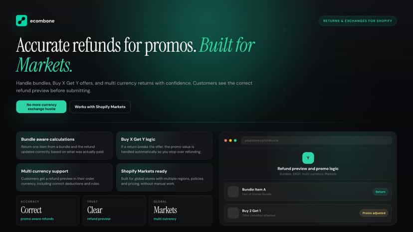 Accurate refunds for promos. built for shopify markets