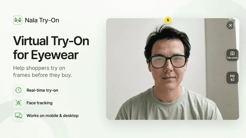 Promotional image showing virtual try-on for eyewear