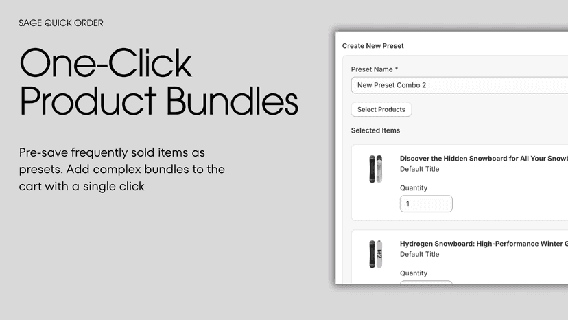 Create one-click product bundles with presets